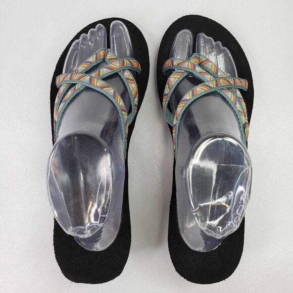 Teva Wedge Sandals Women’s Multicolor Olowahu Strap Lightweight Size 10 - Picture 4 of 9